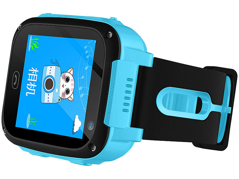 TrackerID Kinder-Smartwatch mit Telefon blau Chat und SOS-Funktion 