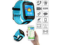 TrackerID Kinder-Smartwatch mit Telefon, Chat und SOS-Funktion, blau; Kinder-Smartwatches mit Tracking per GPS & GSM/LBS 