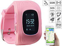 TrackerID Kinder-Smartwatch mit Telefon & SOS-Funktion, GPS-/LBS-Tracking, rosa; Wasserdichte GPS-, WLAN- & GSM-Tracker mit Apps & SOS-Funktionen Wasserdichte GPS-, WLAN- & GSM-Tracker mit Apps & SOS-Funktionen 