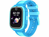 TrackerID 4G-GPS-Kinder-Smartwatch, Videoanruf, Gorilla-Glas, Herzfrequenz, blau